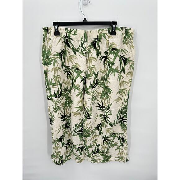 J. JILL Barley Linen Blend Palm Print Wide Leg Culotte Pants // L - Picture 9 of 11